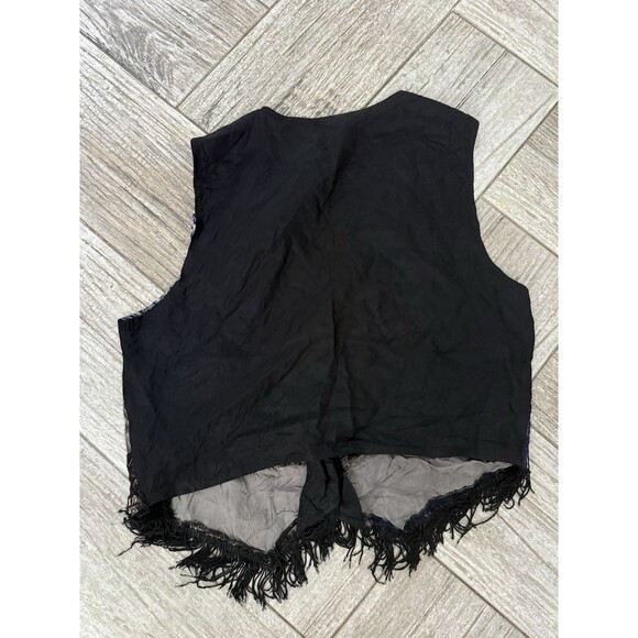 Womens Vintage Boho Cottagecore Patchwork Floral Fringe Vest Size S Judy Knapp - Picture 5 of 5